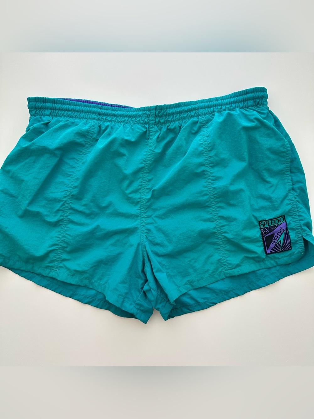 Vintage Teal Speedo swim trunks with 3.5” inseam- L